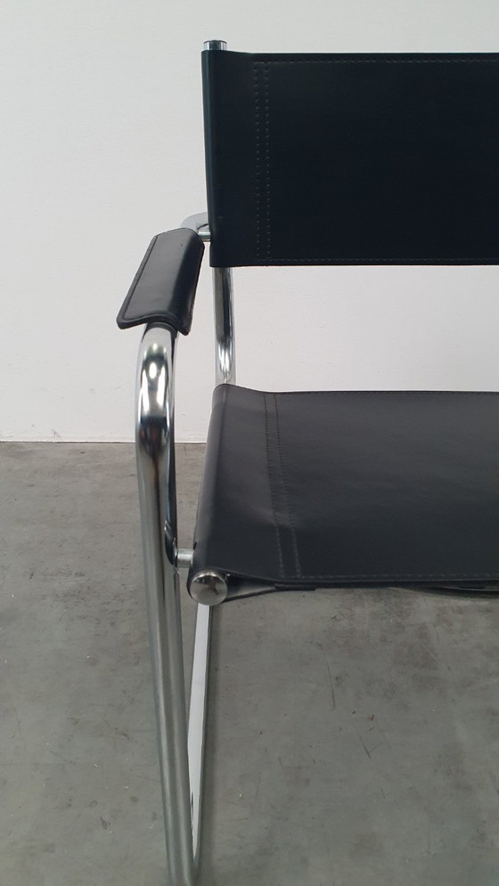 Image 1 of Mart Stam S34 vintage stoelen Fasem Italië 1970s tuigleer bauhaus
