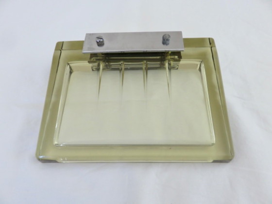 Image 1 of Wall-mounted soap dish in Murano glass and chrome-plated brass, Italy, 1970s