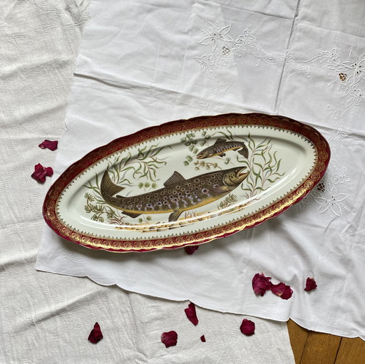 Large Limoges Chadelaud Porcelain Fish Dish With Gilding