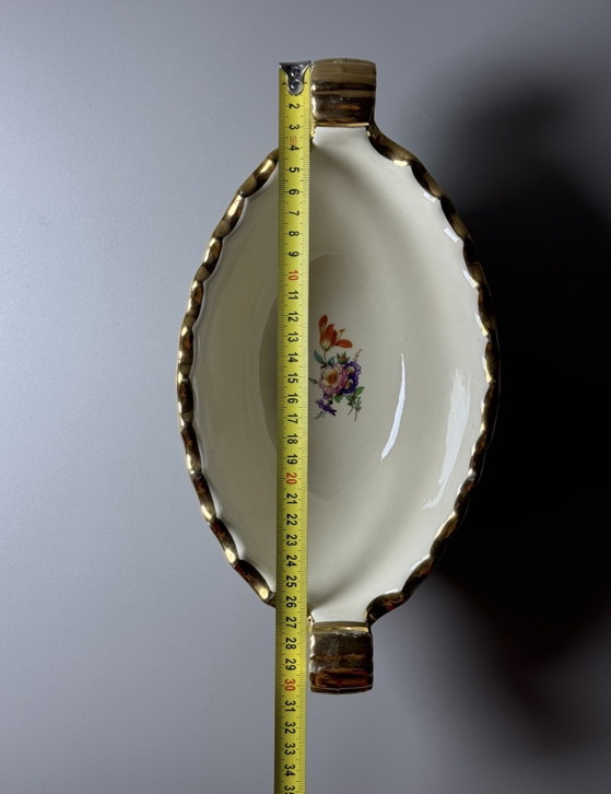 Image 1 of Boch Frères Keramis Art Deco Kom – Decor “Bouquet de Saxe”, België, jaren 30
