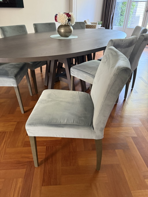 8 X Eetkamerstoelen Velours Byron & Jones