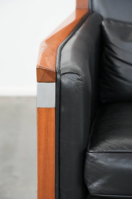 Image 1 of 2 x Sillón de diseño Art Déco Schuitema en piel negra de la serie Decoforma