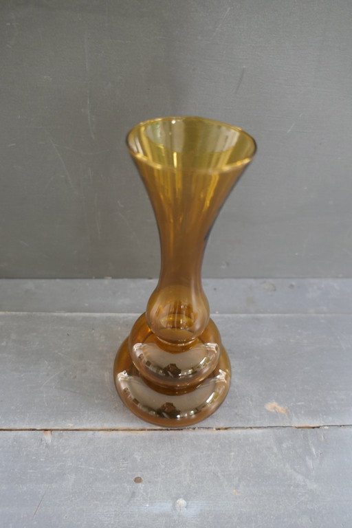 Art Deco glass vase amber