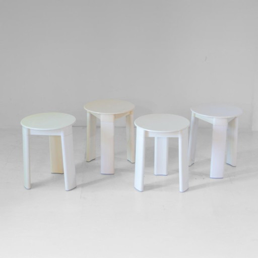 1x Italian Space Age Plastic Stools by Olaf von Bohr for Gedy, set of four