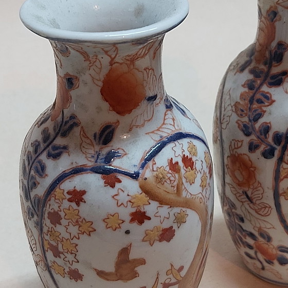 2 Jarrones Imari miniatura China, Porcelana, Azul (foto 5 de 6)