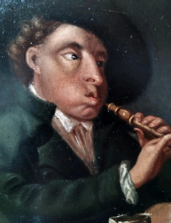 Image 1 of Old Oil Painting by Pehr Hilleström: Flute Player
