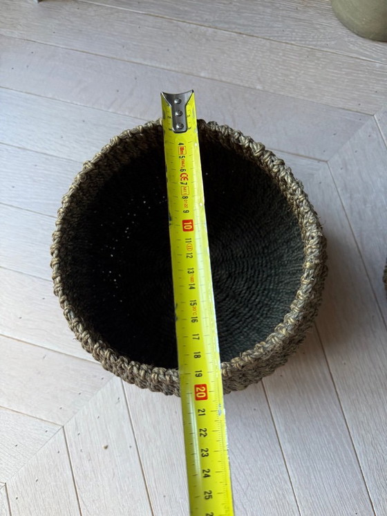 Image 1 of 2 paniers à plantes robustes en sisal tressé, vert mousse