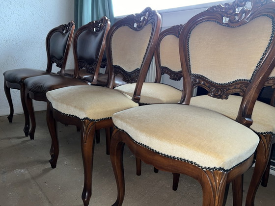 8 barocke Esszimmerstühle – Leder, Samt (photo 6 of 15)