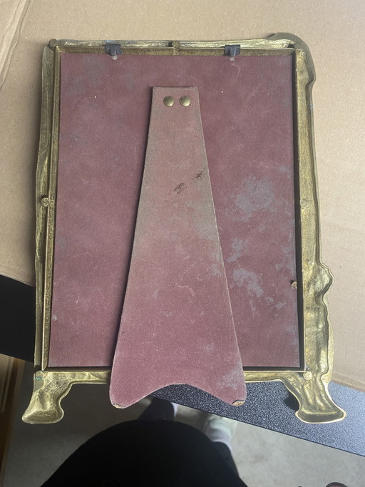 Art Nouveau picture frame, brass, Metamorphoses floral motif