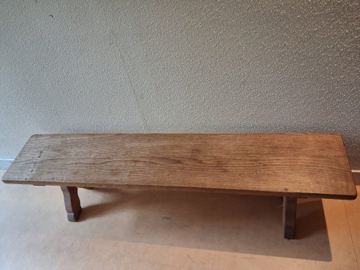 Grand banc brutaliste français en chêne massif, années 1960. - Marron - Bois - Bancs - Occasion - 170 x 35 x 45 cm (L x l x H)
