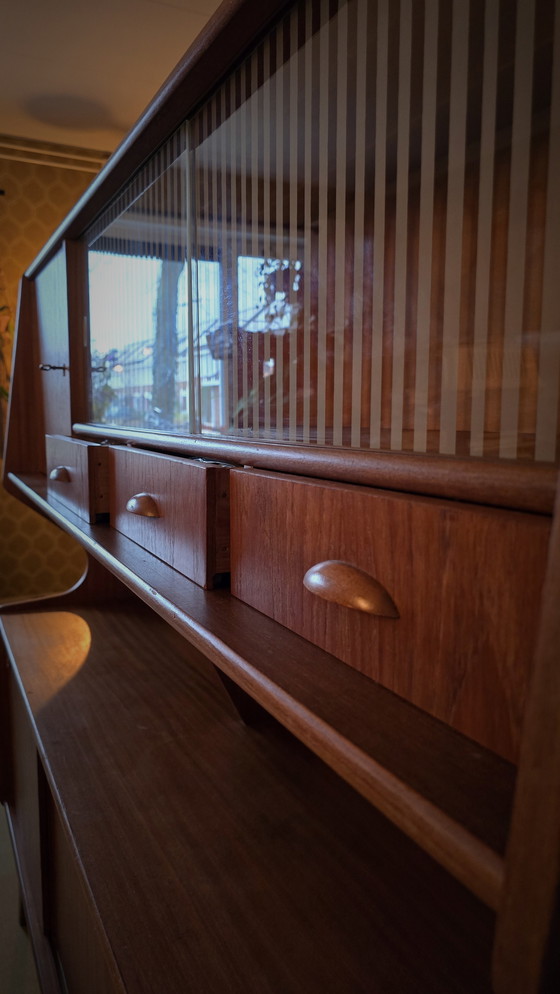 Image 1 of Danish Teak Highboard With Glass Windows