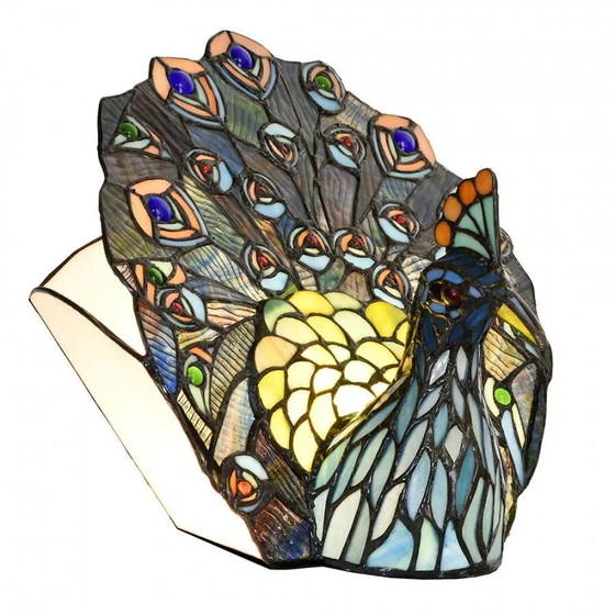 Tiffany Peacock table lamp, Crystal, Glass, Blue (photo 2 of 5)