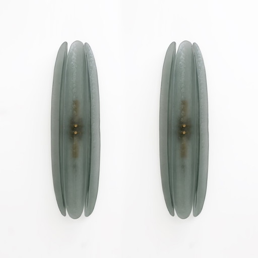 2x Mid-Century Modern Aqua Green Murano Glass Sconces