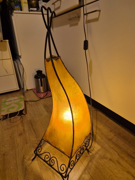 Parchment skin lamp metal frame beautiful warm light – vloerlampen, rvs (photo 2 of 5)