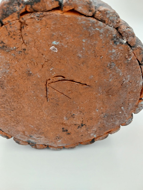 Image 1 of 1 x ceramic brutalist card holder for pillar candle 18 x 18cm