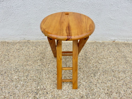 Taburete plegable al estilo de Roger Tallon o Adrian Reed, años 70-80. – Wood (photo 8 of 11)