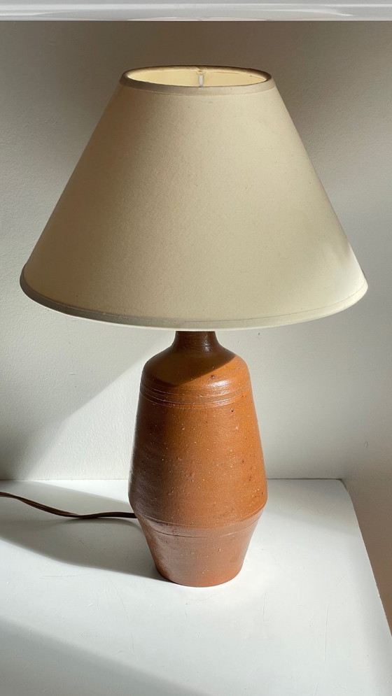 Image 1 of Vintage Portuguese glazed stoneware handcrafted lamp