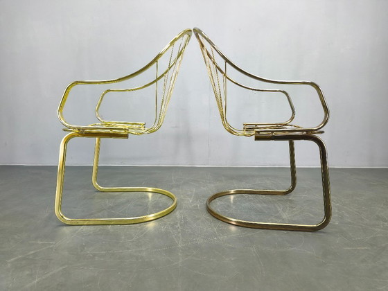 Image 1 of Set of 5 Gastone Rinaldi Brass Dining Chairs for Rima, Italy 1970s