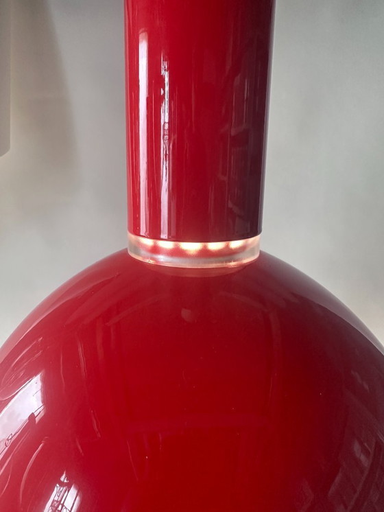 Image 1 of Vintage Joakim Fihn voor Belid – Set van 2 “Hero” pendellampen T1048 – rood gelakt metaal