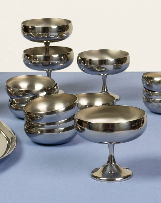 Image 1 of 24 tazze da portata vintage AMC in acciaio inossidabile con vassoio ovale