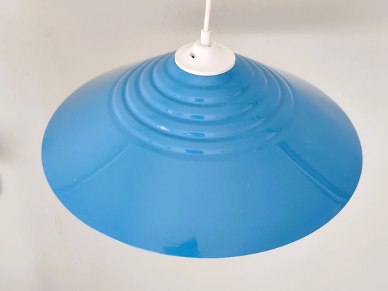 Image 1 of Blue lacquered metal pendant light