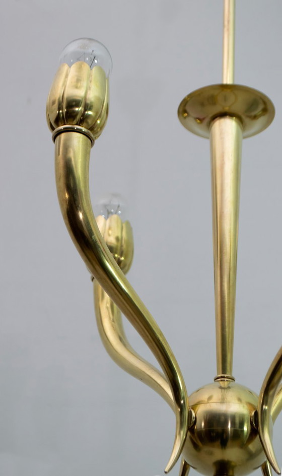 Image 1 of Lampadario italiano in ottone Art Déco, anni '40