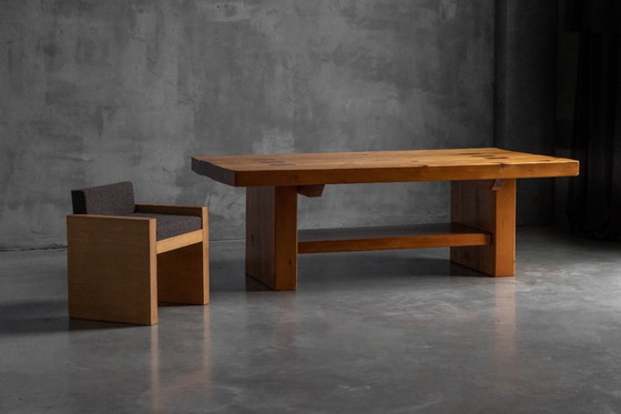 Image 1 of Esstisch aus Alpen-Ulmenholz im Stil von Pierre Chapo, Frankreich, 1960er Jahre