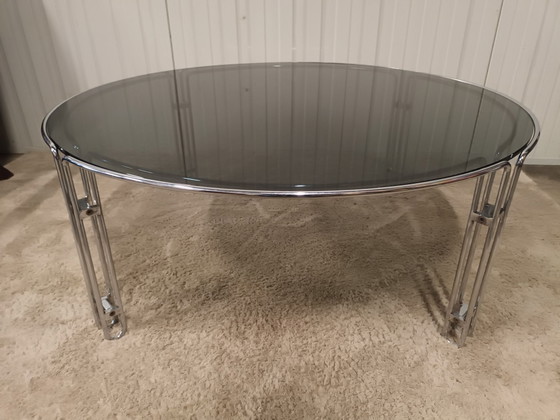 Space age coffee table with smoked glass, Metal, Silver (photo 9 of 9)