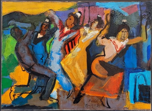 Pierre Ambrogiani (1907-1985) The Women of Arles Painting Oil on Canvas Original Artwork