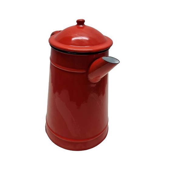 Image 1 of Mid Century red enamel coffee pot