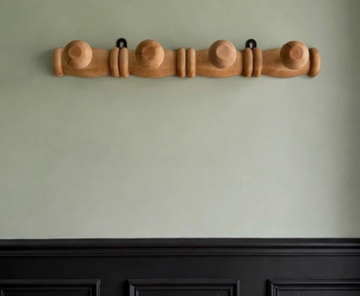 Vintage gedrechselter Wand Kleiderständer Haken