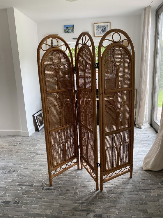 Un bellissimo paravento vintage in rattan (divisorio) – Paraventi, Bambù (photo 3 of 5)