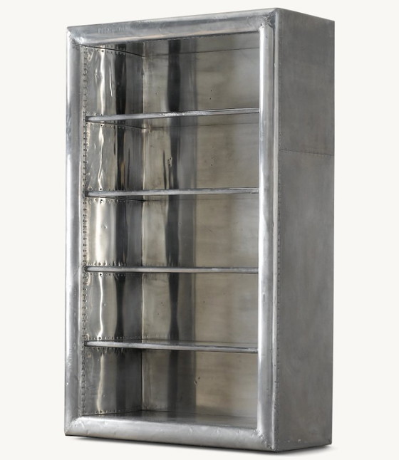 Restoration Hardware Aviator Streamline Bookcase set of 2, Wood, Aluminium, Silver (photo 5 of 5)