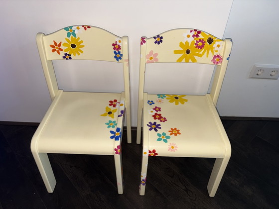 Image 1 of Painted Wooden Chairs or Side Table