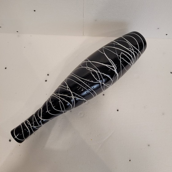 Image 1 of Paar "schwarz-weiße" Vasen, Glas, 70er Jahre - Frankreich