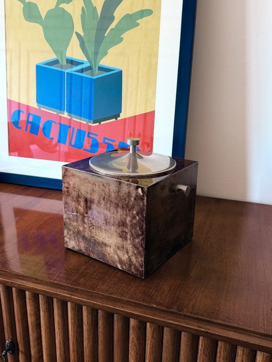 Image 1 of Mid-Century-Eiskübel aus braunem Pergament, Aldo Tura Italien 1950er Jahre