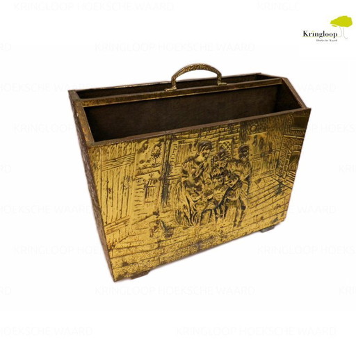 Antiker Zeitschriftenständer mit Bronzedruck