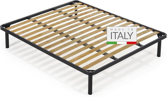 Image 1 of Italiaans bedframe uit de jaren 70 van gebogen walnotenhout met opbergruimte in het hoofdeinde.
