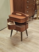 Vintage Teak Veneer Sewing Cabinet Sewing Box