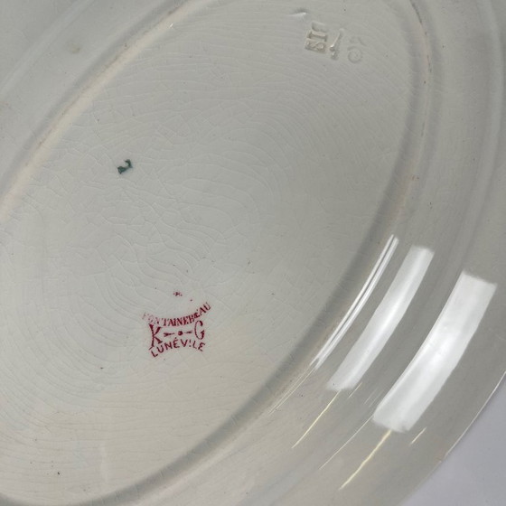 Image 1 of Piatto ovale in gres porcellanato KG Lunéville, "Fontainebleau", rosa, XIX secolo
