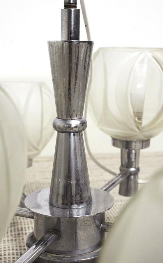 Sputnik Chandelier 8 Light Mid Century Chrome Faceted Glass Globes Ceiling Lamp Space Age Atomic – Metal (photo 10 of 52)