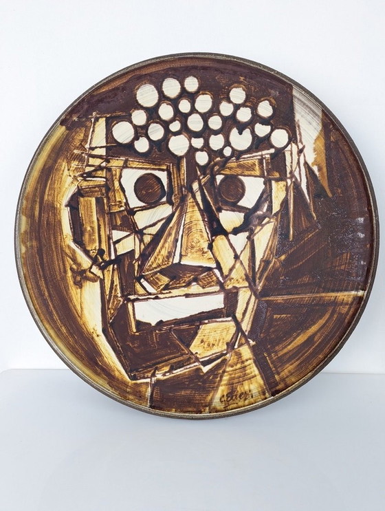 Image 1 of Large Hand Painted Cubist Plate