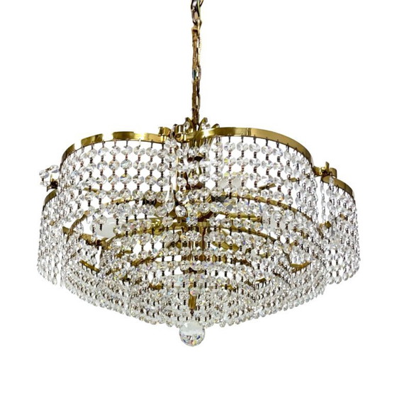 Image 1 of Vintage basket crystal chandelier Bakalowits & Söhne brass, Austria 1970s