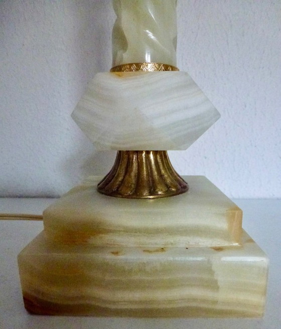 Image 1 of Base per lampada da tavolo vintage in marmo e onice.