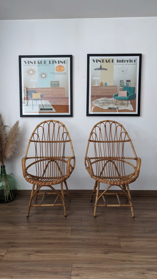 Pareja de sillones vintage de ratán
