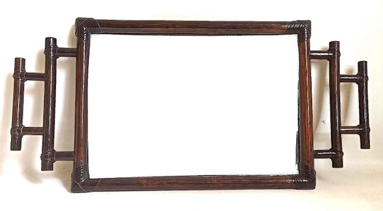 Decorative brown bamboo frame, Rattan, Glass, 1970 (photo 10 of 12)