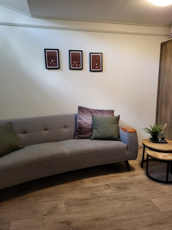 Image 1 of Montèl Designerbank | Grijs Met Leren Accenten | 3-Zits | €400