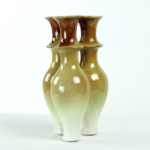 Triple Vase in Ceramics, Czechoslovakia 1960s