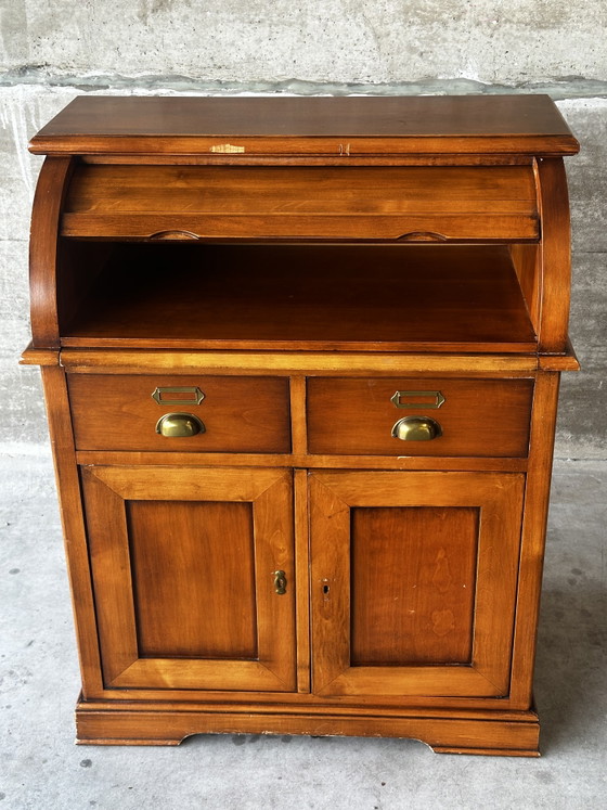 Roltafel van kersenhout – Klein opbergbureau, tweede helft van de 20e eeuw – Fabrication artisanale, Wood (photo 4 of 14)