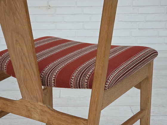 Image 1 of 1960s Pair of Danish Dining Chairs, Solid Oak Wood, Furniture Wool